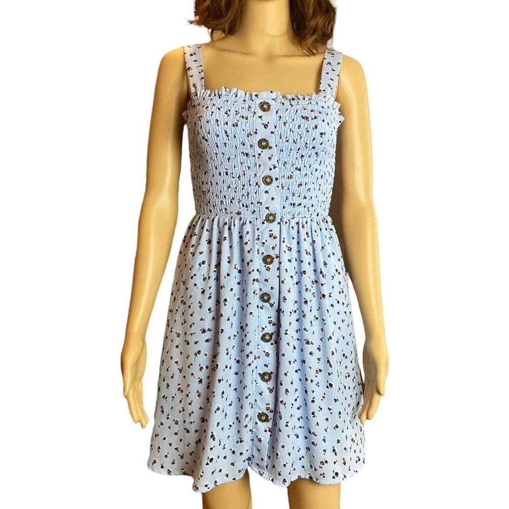 Sienna Sky Size XS Blue Floral Cottage Core Print Sun Dress Baby Bridal Shower